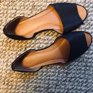 Navy Faux leather slides